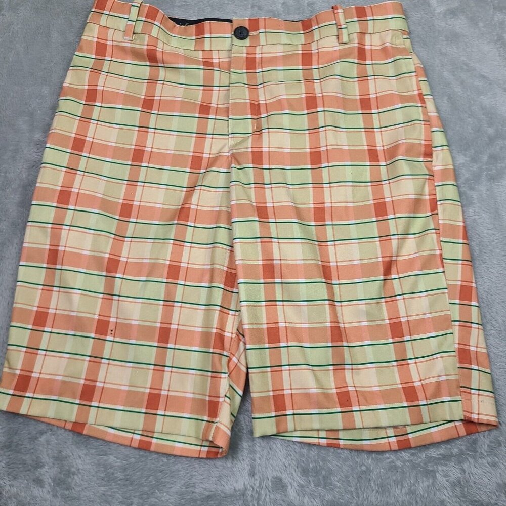 Nike Golf Flex Plaid Shorts Size 31 Ci9803-251 Celestial Gold Black Men's Golf